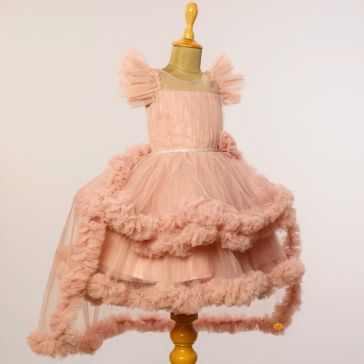 High Low Frill Pattern Girls Frock Side View