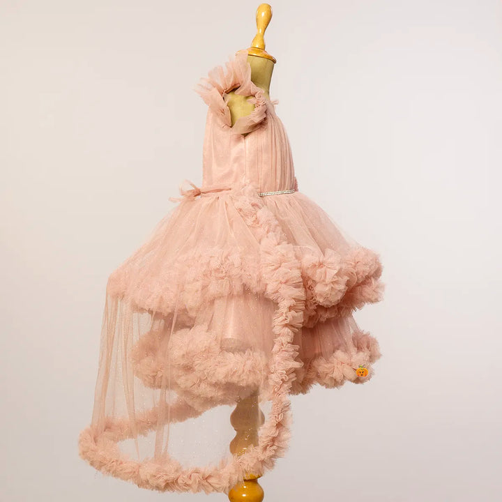 High Low Frill Pattern Girls Frock Side View