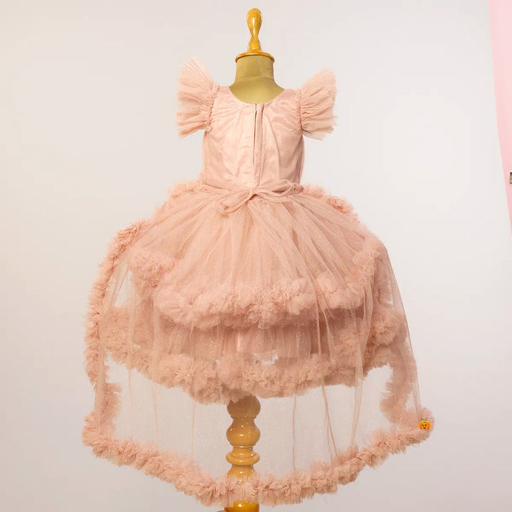 High Low Frill Pattern Girls Frock Back View