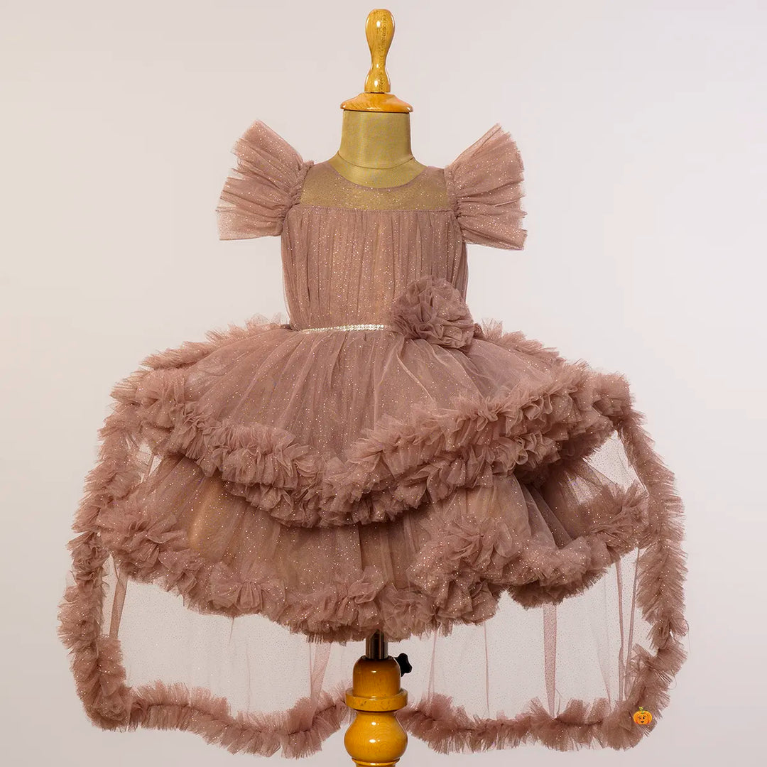 High Low Frill Pattern Girls Frock Front View