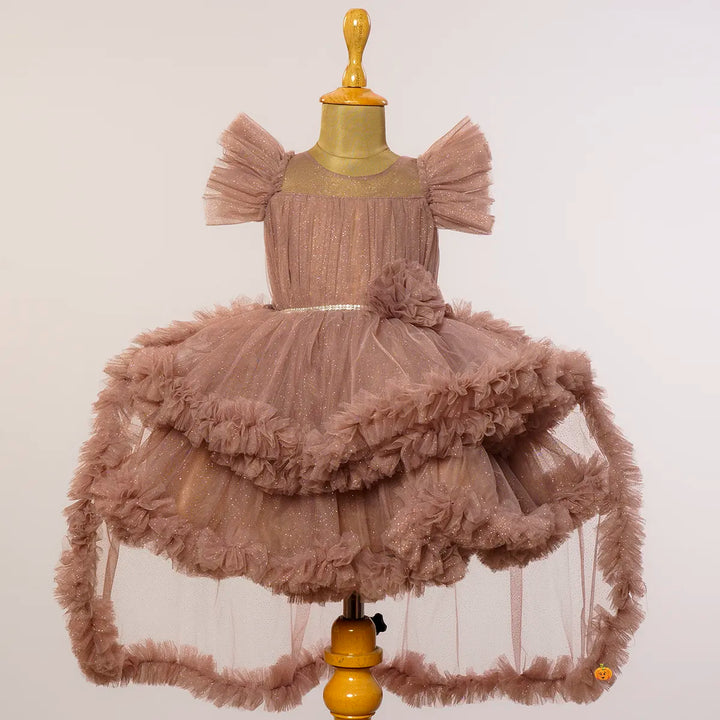 High Low Frill Pattern Girls Frock Front View
