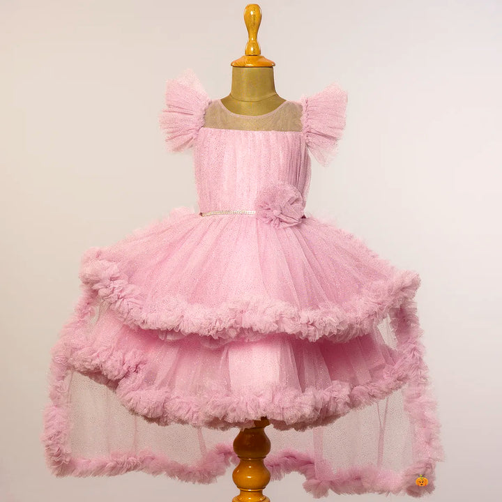 High Low Frill Pattern Girls Frock Front View