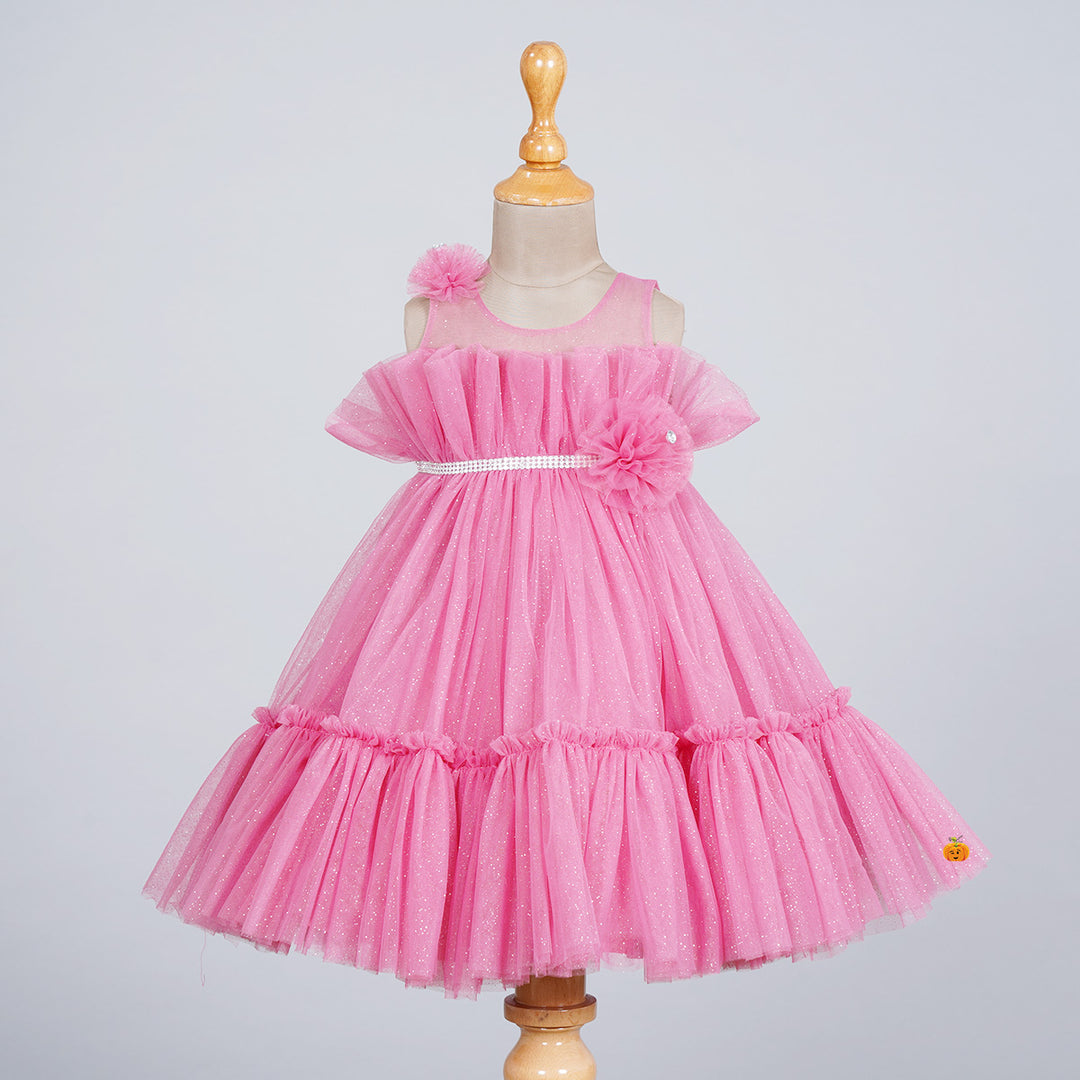 Sparkling Frill Frock for Girls Front View