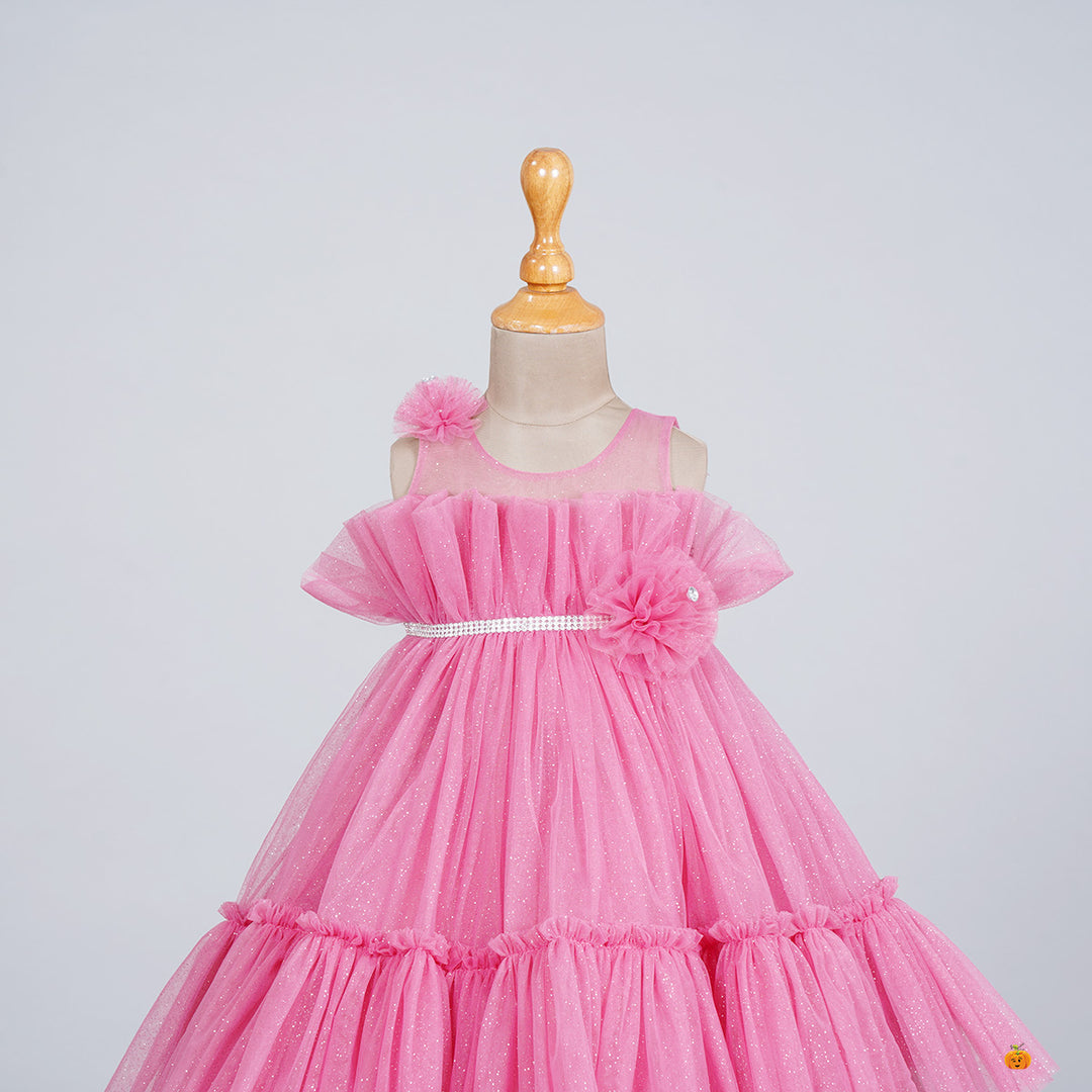 Sparkling Frill Frock for Girls Close Up View