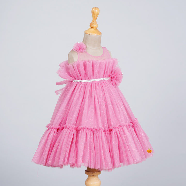 Sparkling Frill Frock for Girls Side View