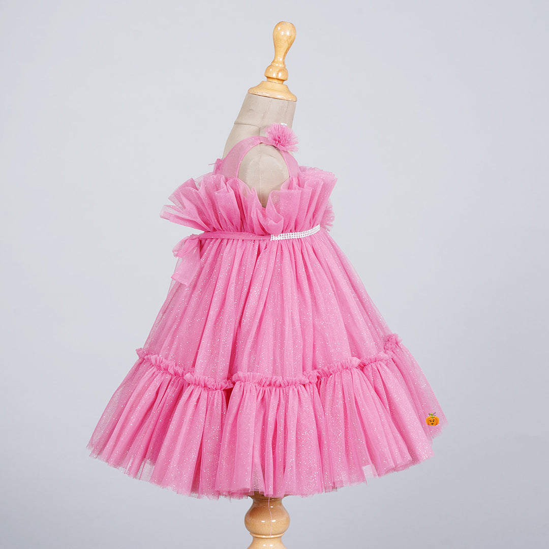 Sparkling Frill Frock for Girls Side View