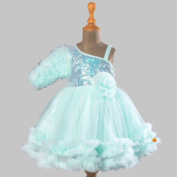 Flared Girls Frock with Frill Edges Front View
