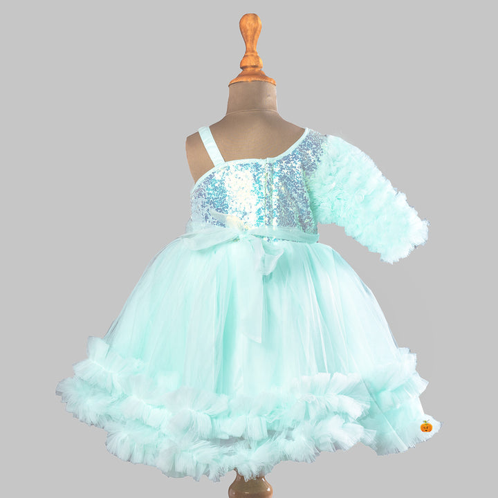 Flared Girls Frock with Frill Edges Back View