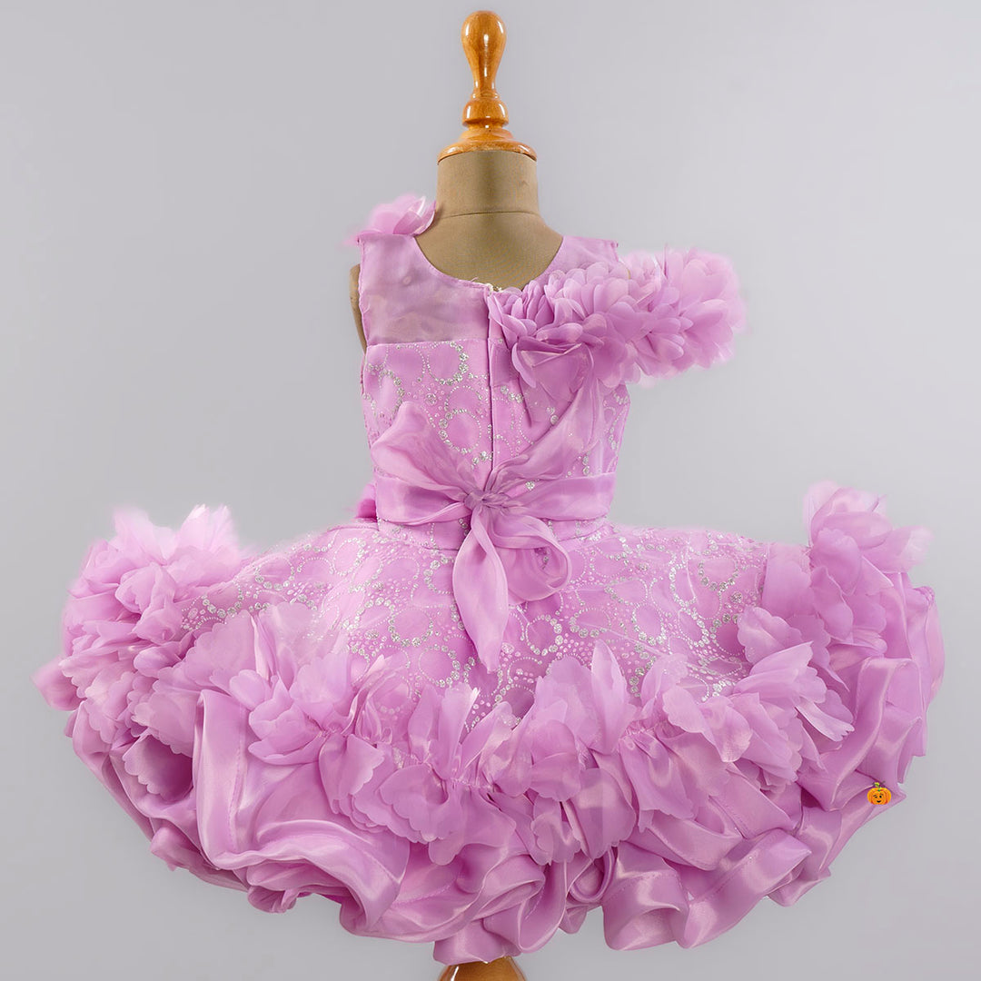 Lavendar Frill Frock for Girls Back View