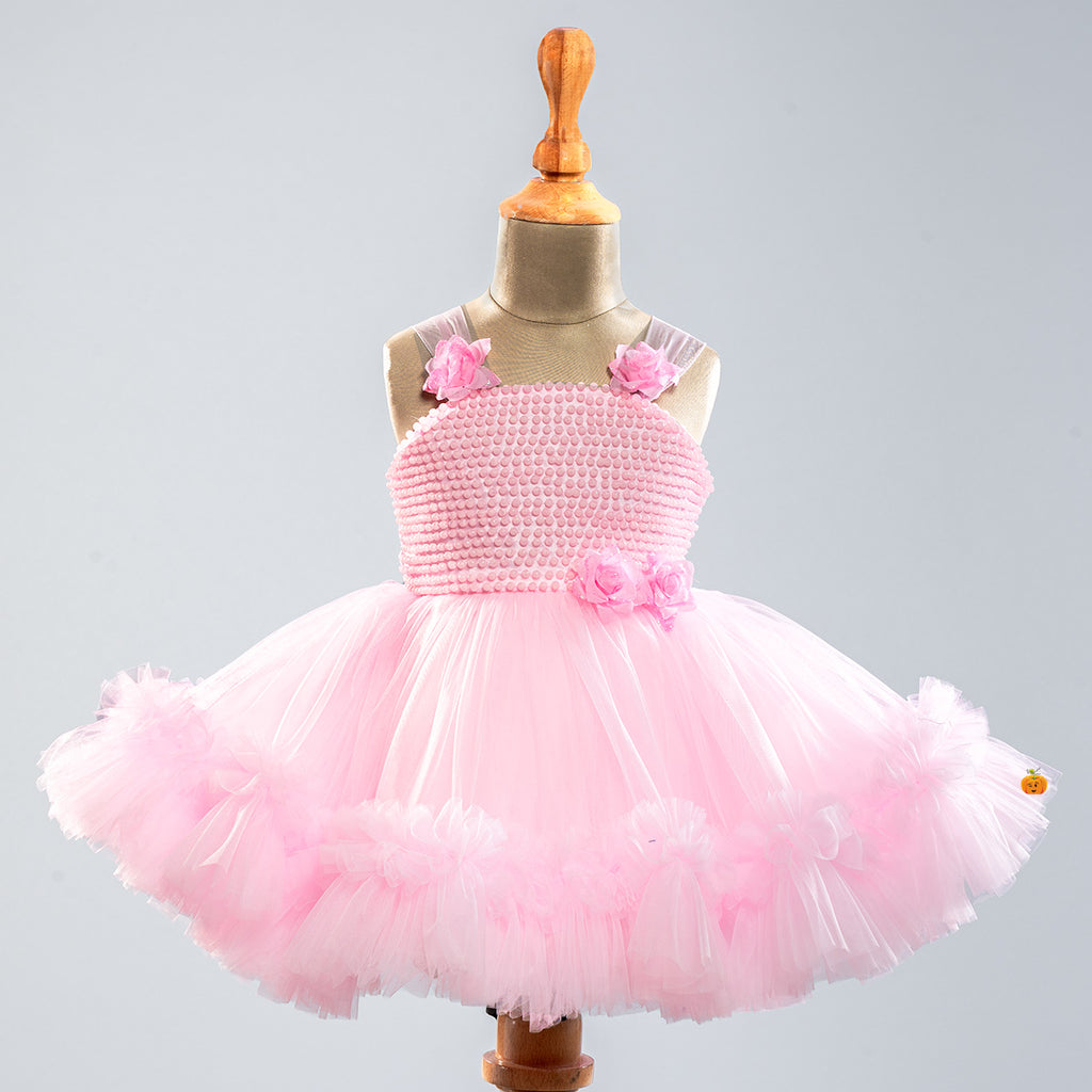 Pink Net Frock for Girls