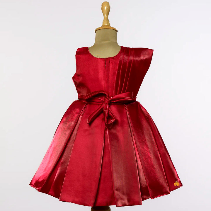 Maroon Solid Girls Frock Back View