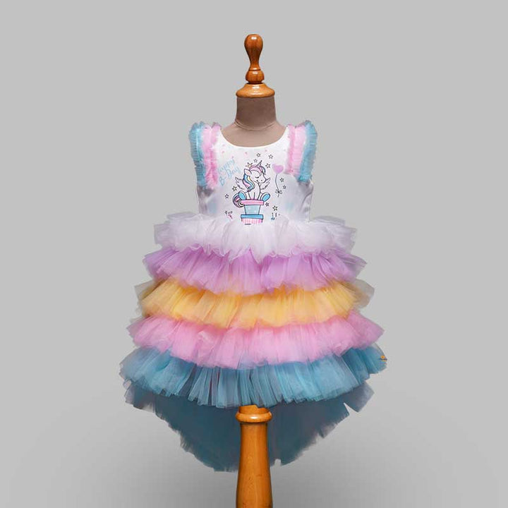 Unicorn Frock For Girls And Kids With Layered PatternMulti