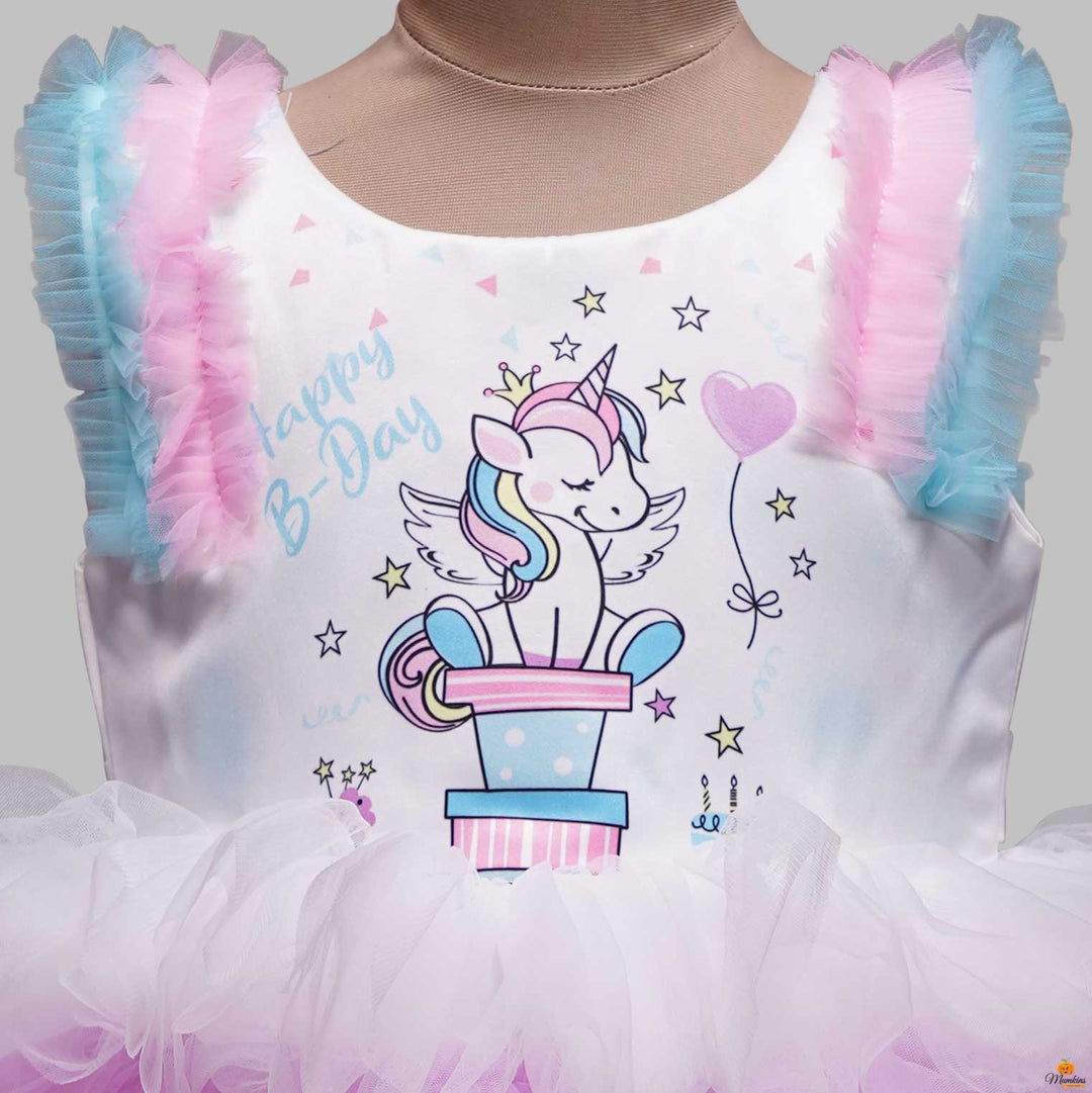 Unicorn Frock For Girls And Kids With Layered PatternMulti