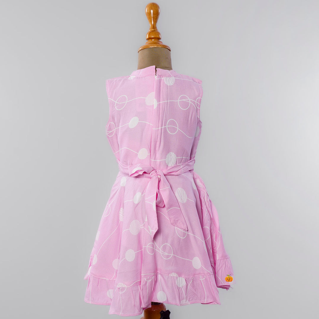 Pink Polka Dots Frock for Girls Back View