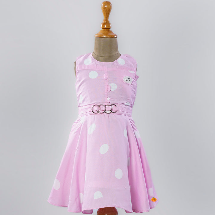 Pink Polka Dots Girls Frock Front View