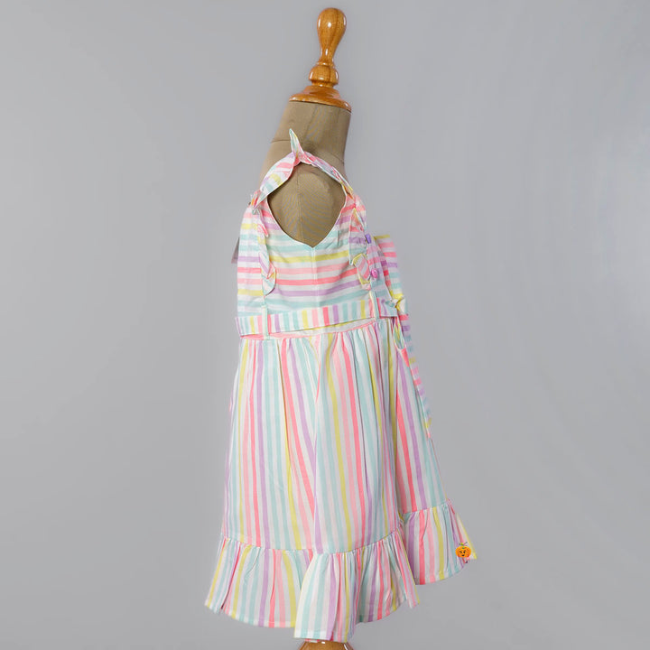 Ruffle Striped Frock for Girls Side View