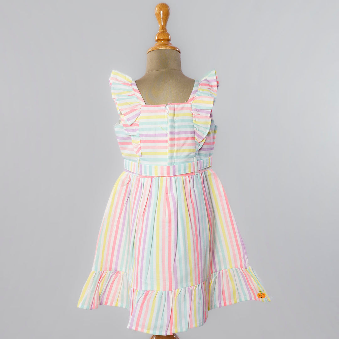 Ruffle Striped Frock for Girls Back View