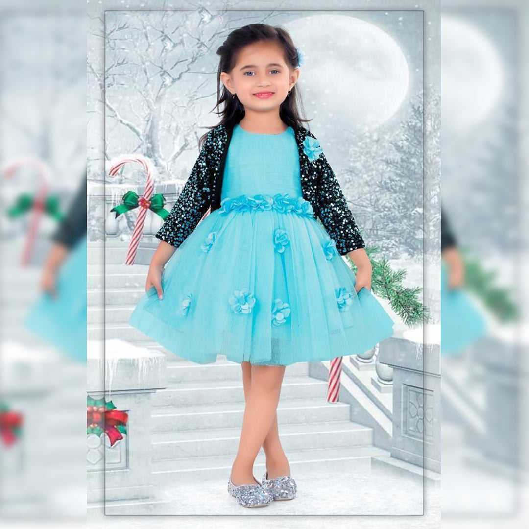 Buy Sequins Party Wear Kids Frock with Jacket – Mumkins