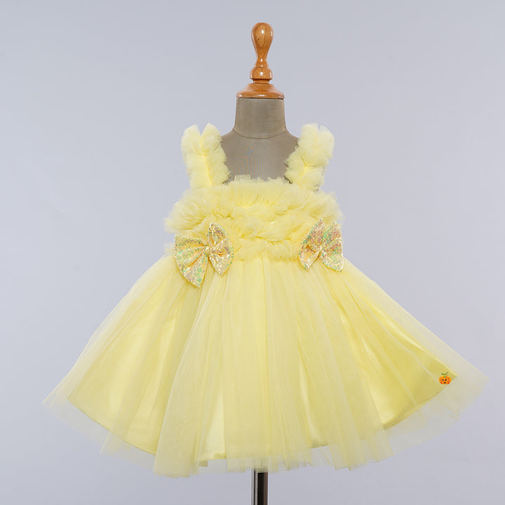 Sequin Bow Net Frock for Girls Front View