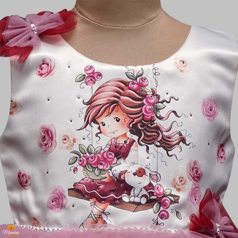 Frock For Girls And Kids With Cartoon CharacterOnion