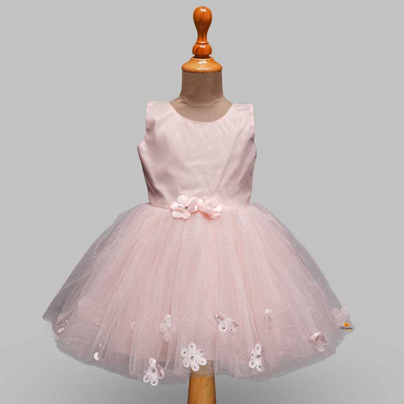 Daisy Peach Girls Frock without Net Cloak Back