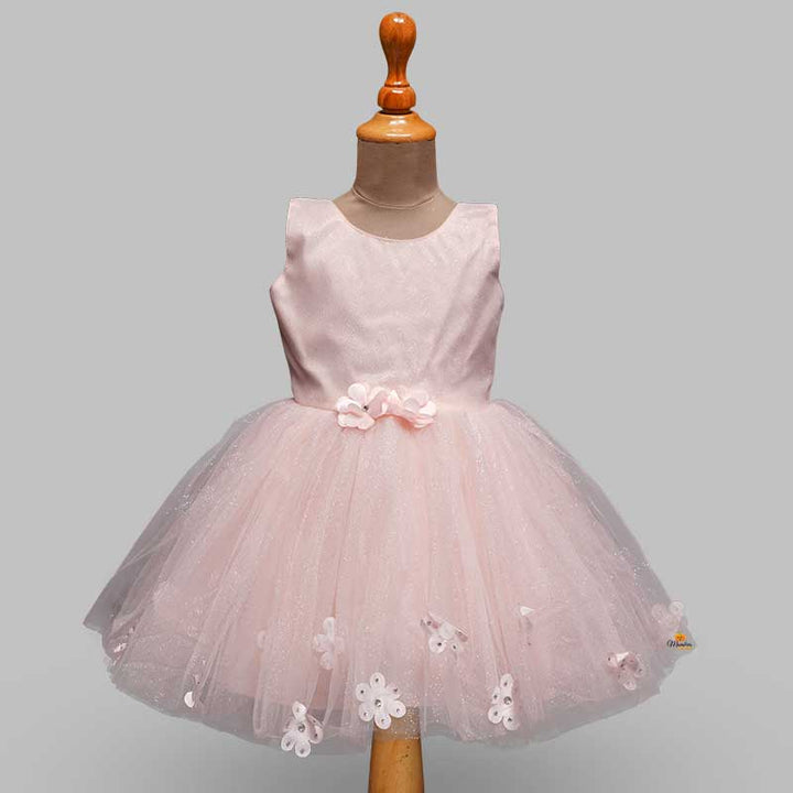 Daisy Peach Girls Frock without Net Cloak Back