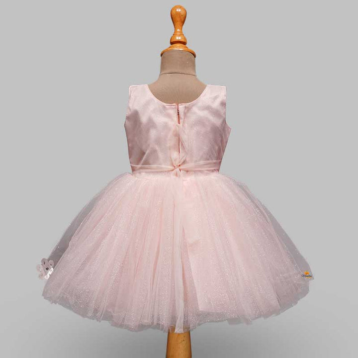 Daisy Peach Girls Frock with Net Cloak Back View
