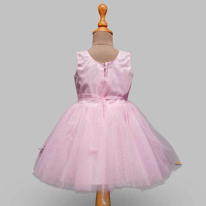 Daisy Pink Girls Frock with Net Cloak Back View