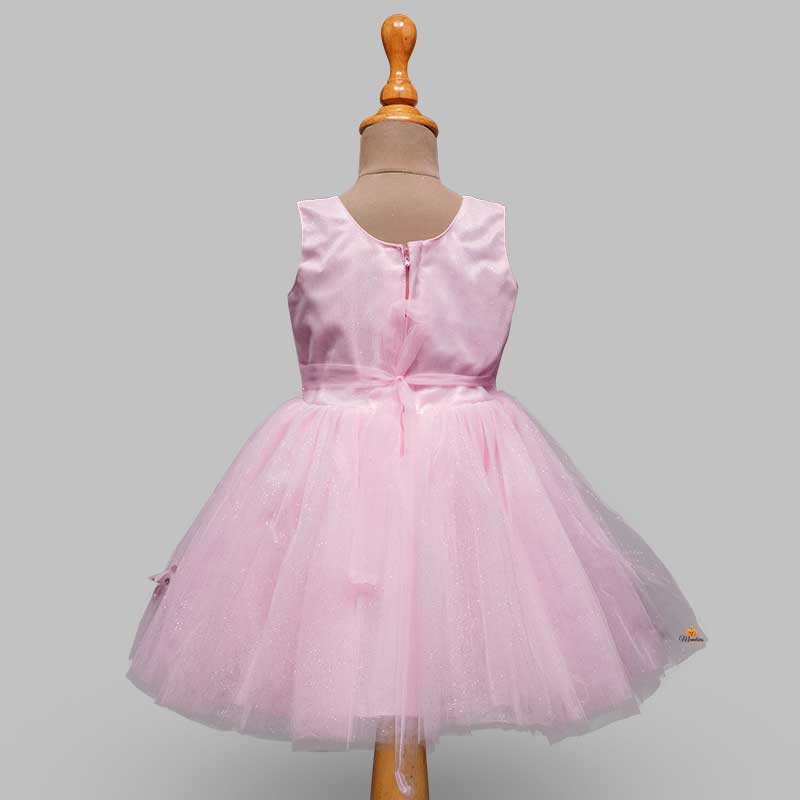 Daisy Pink Girls Frock with Net Cloak Back View