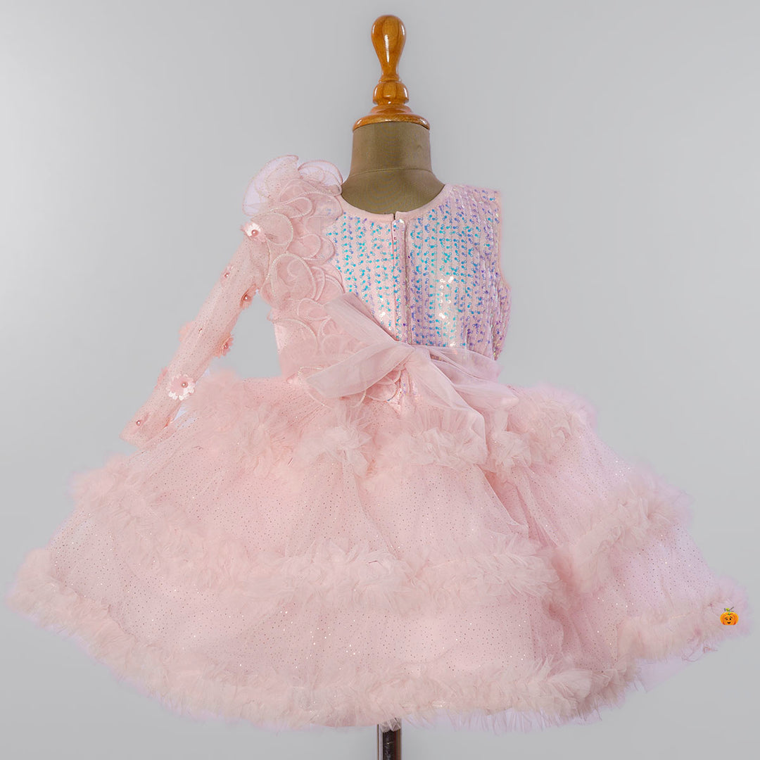 Pink Sequin Frock for Girls Back View