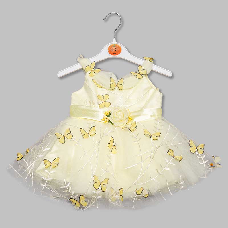 Frock For Girls And Kids With Butterfly PatternLemon