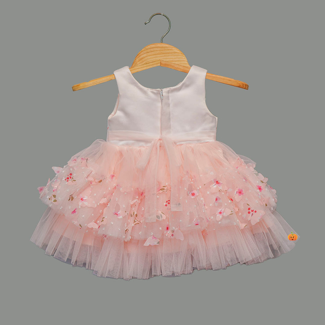 Peach Layered Baby Frock Back View