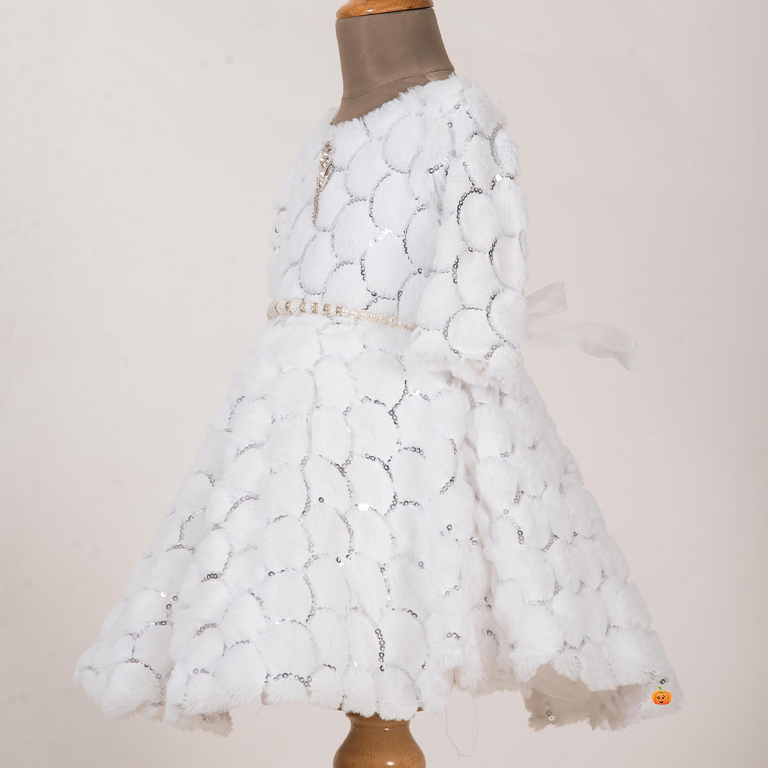 Furry Winter Frock for Girls Side View