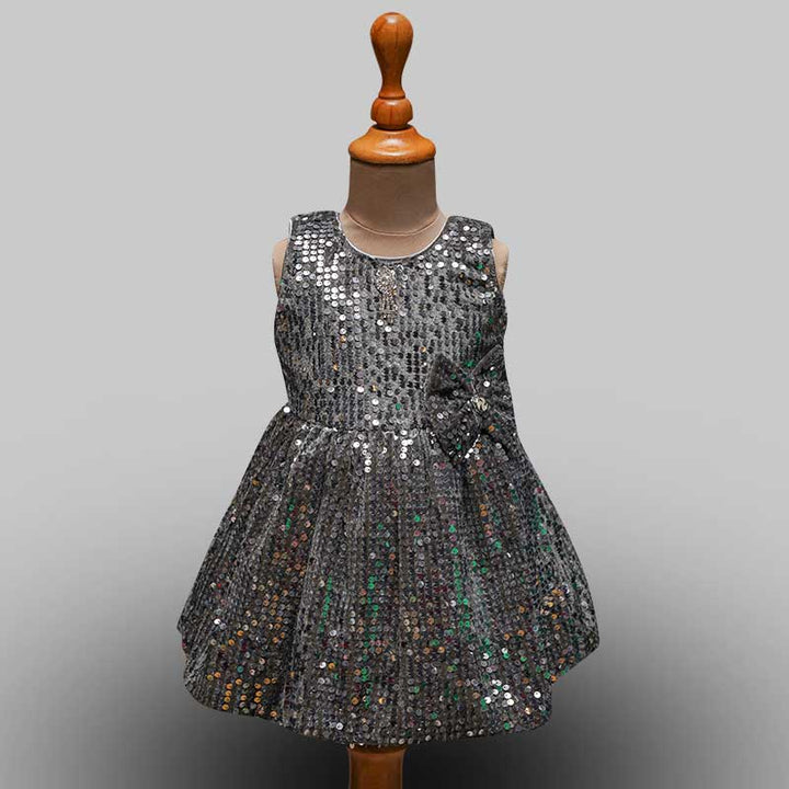 Party Wear Frock for Girl in Sequins Front View