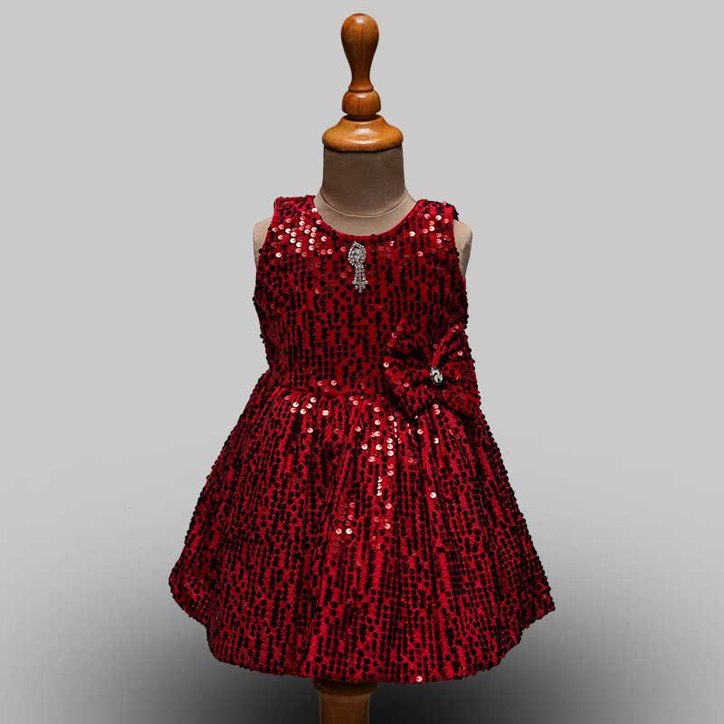 Party Wear Frock for Girl in Sequins Front View