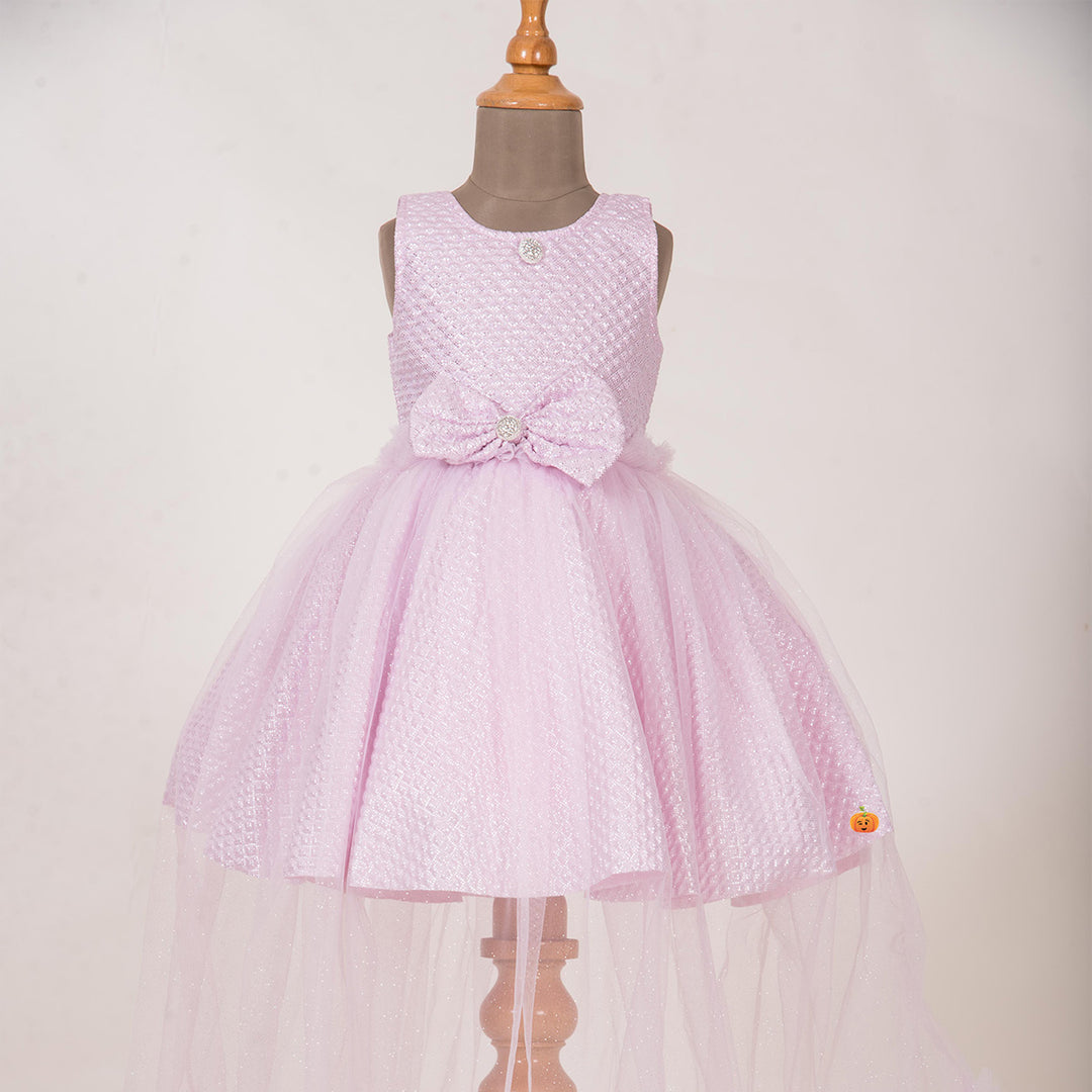 Pink Net Girls Frock Front View