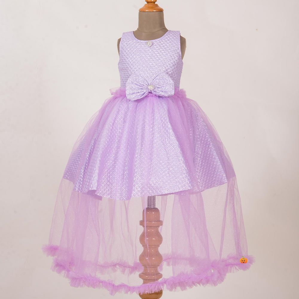 Purple Net Girls Frock Front View