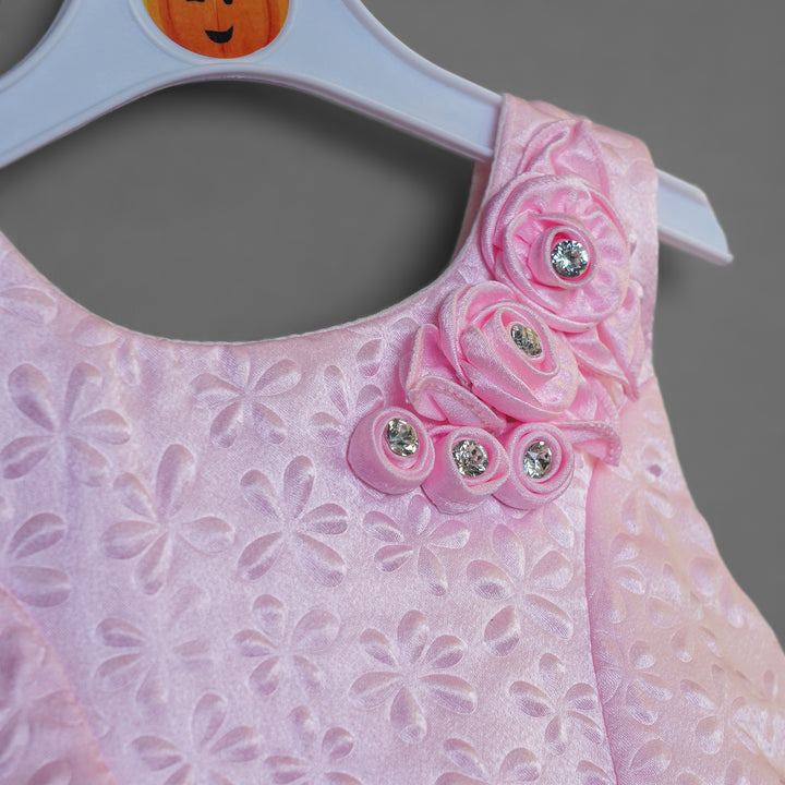 Frock For Kids With Floral Design And Embroidery