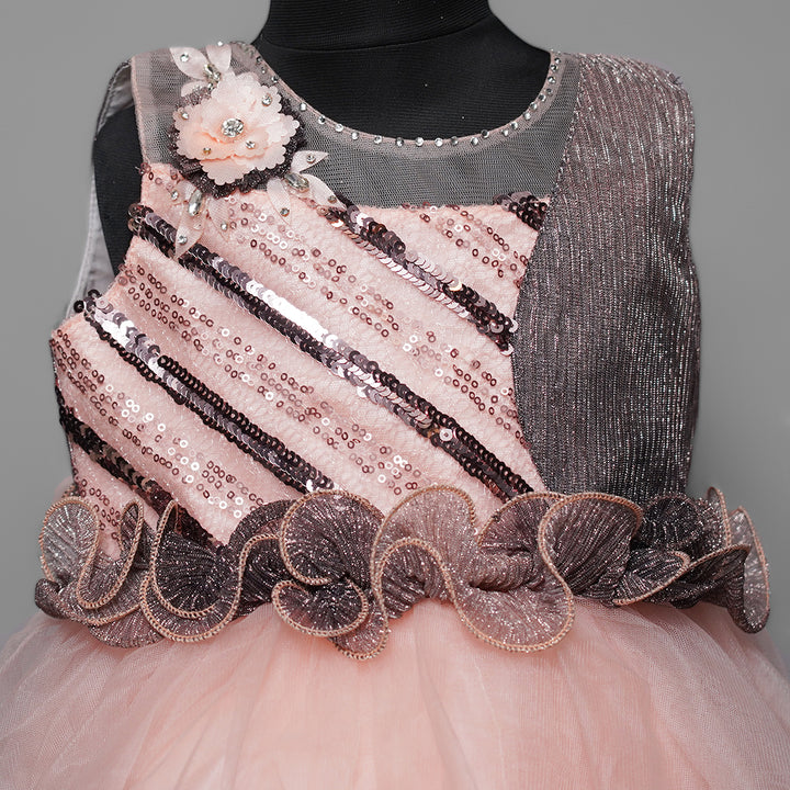 Frock For Girls In Peach Color