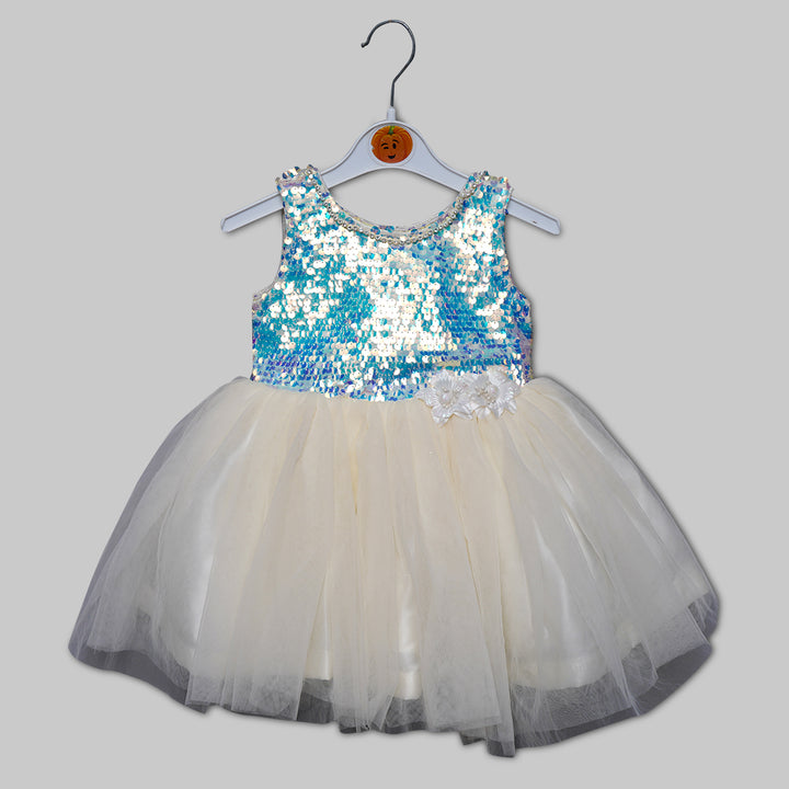 Sequin Party Wear Baby Frock Front View