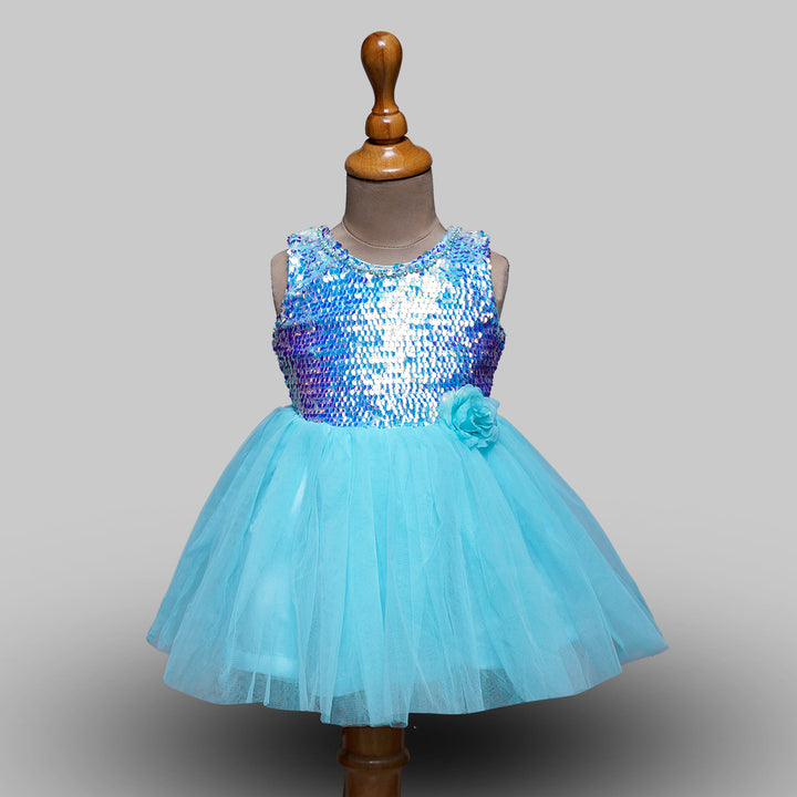 Sequin Party Wear Baby Frock Front View
