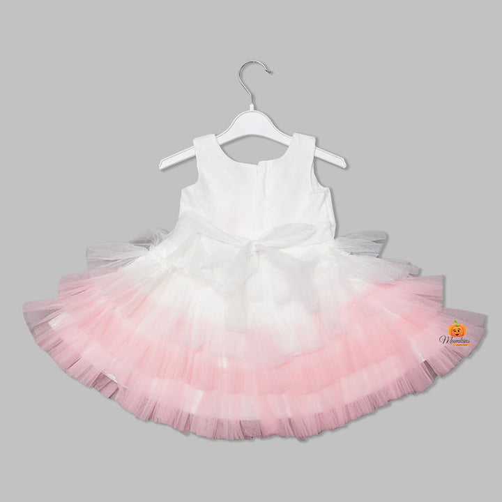 Net Frill Layered Pattern Frock for Girls Back View