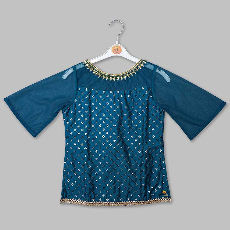Buy Blue & Yellow Girls Gharara Dress Top View
