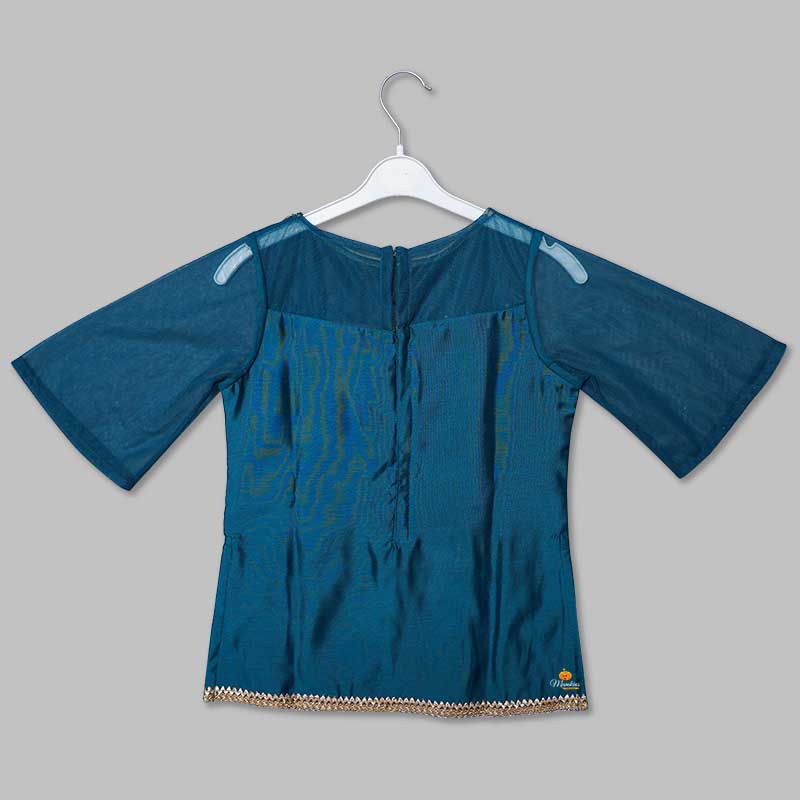 Buy Blue & Yellow Girls Gharara Dress Back View