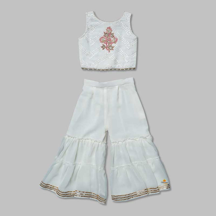 Pink & White Girls Gharara Dress