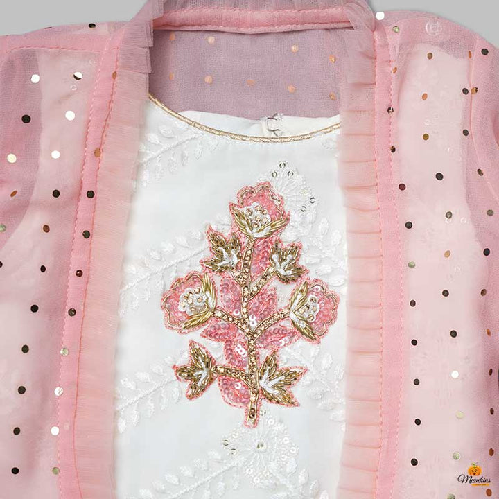 Pink & White Girls Gharara Dress