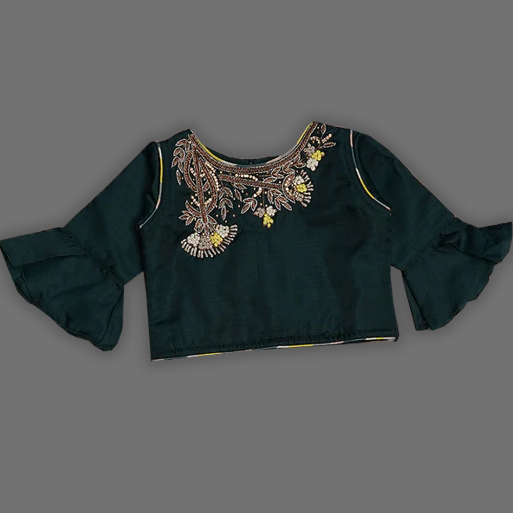 Green Girls Lehenga Choli Front View