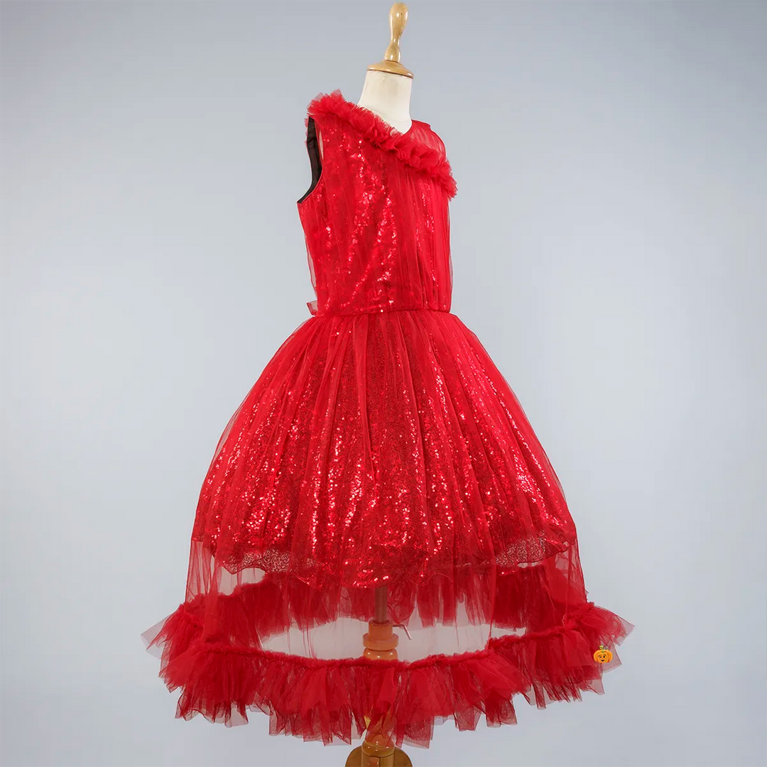 Red Sequin Girlish Gown Side View