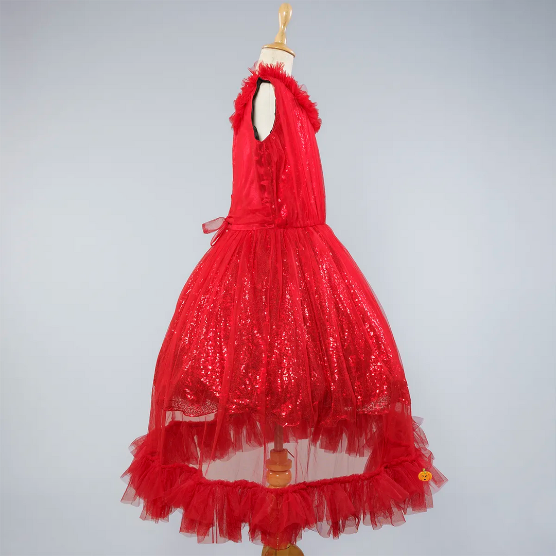 Red Sequin Girlish Gown Side View