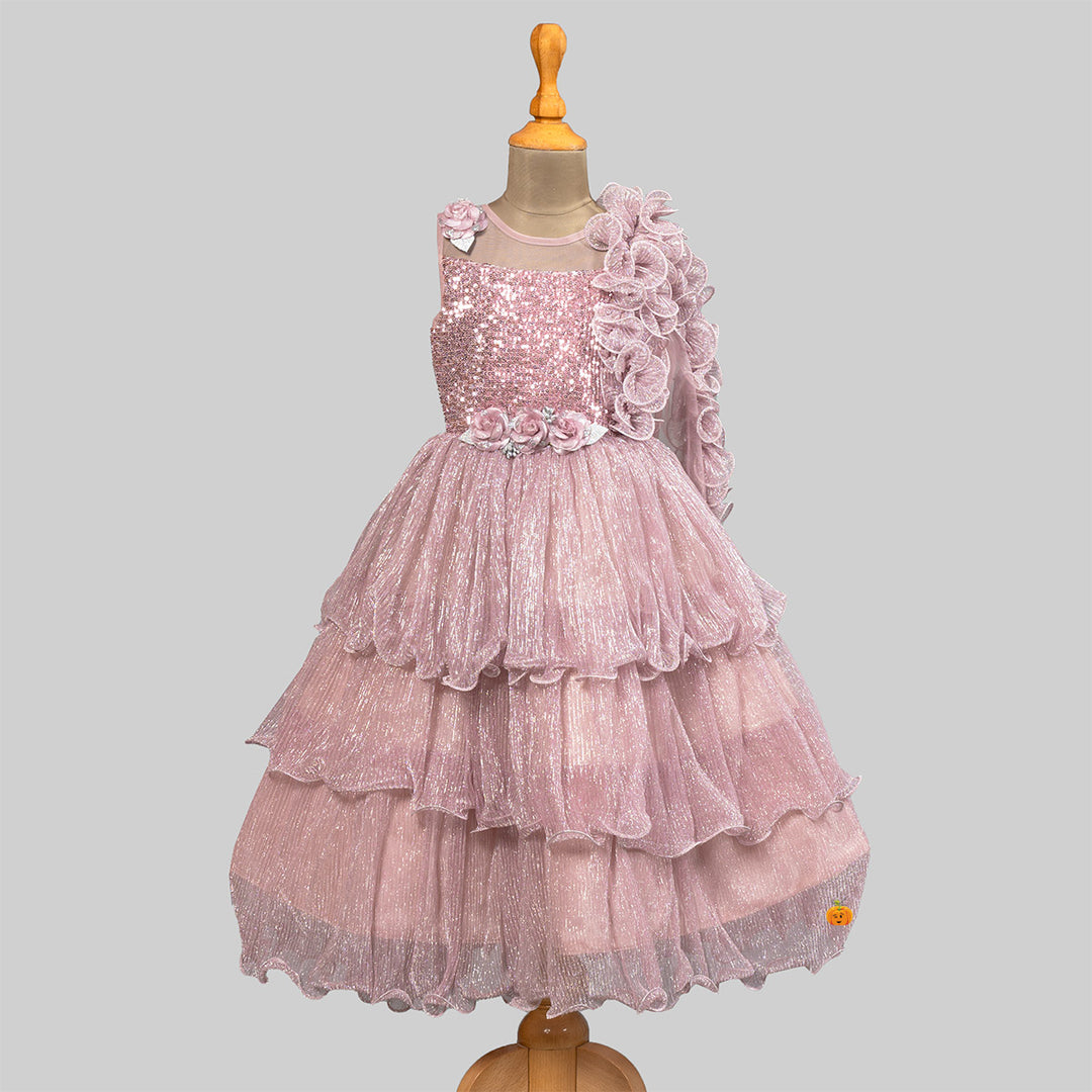 Onion Layered Frill Girls Gown Front View